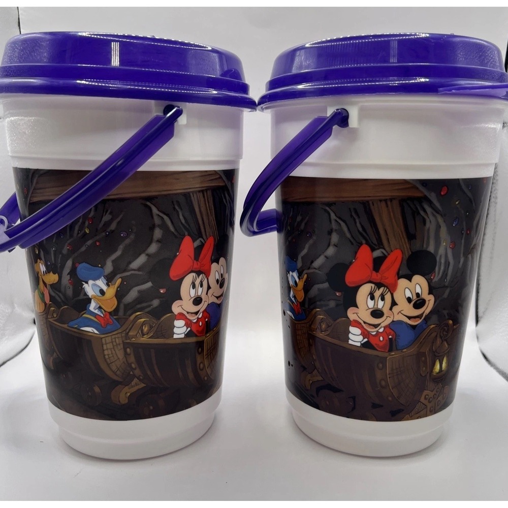 2 Disney 7 Dwarf Mine Train‎ Popcorn Buckets Mickey & Friends WDW Magic Kingdom